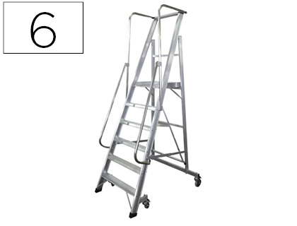 Escalera de aluminio con plataforma  6 peldaños